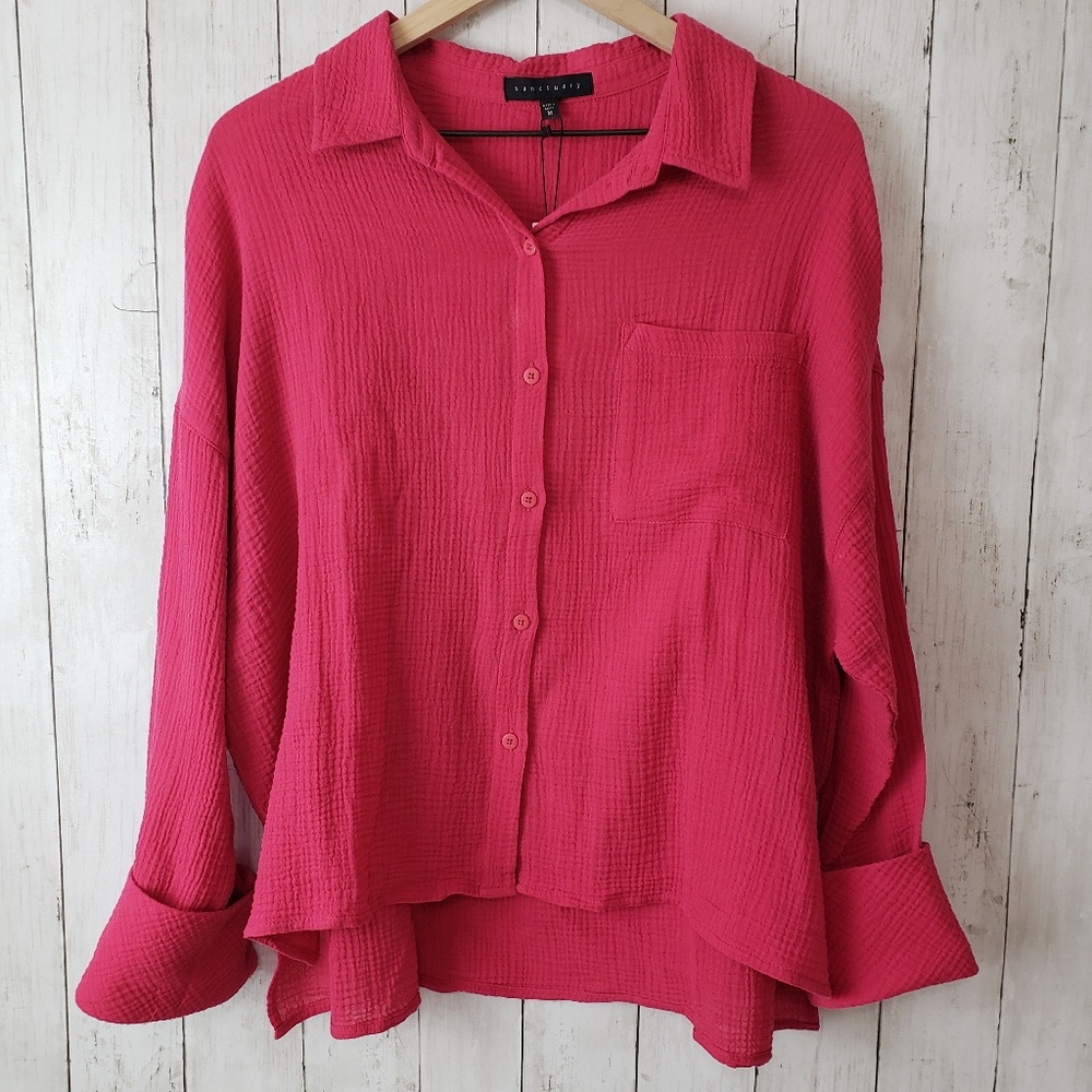 Sanctuary Mod Boyfriend shirt textured size M